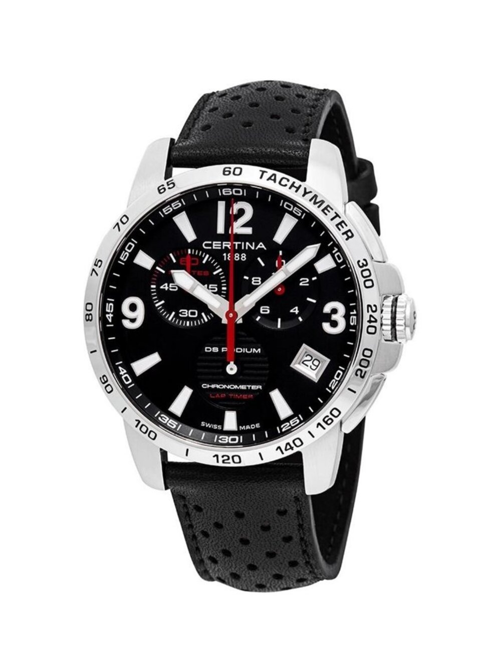 NWT Certina DS Podium Chronograph Lap Timer Black Dial Men's Watch